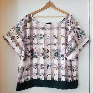 Onye Couture Floral Sheer Striped Blouse